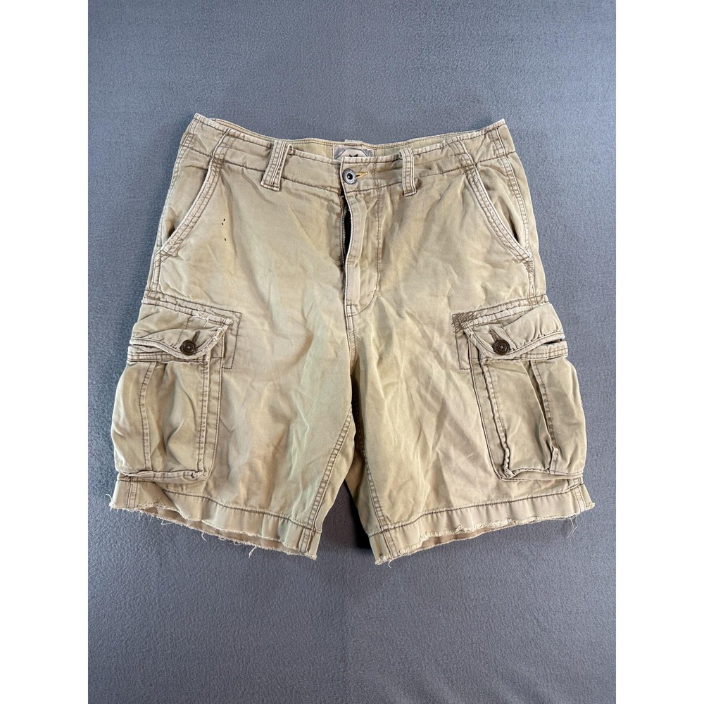 Y2K American Eagle Outfitters Cargo Shorts Mens 33 Beige Canvas Regular 9 Inseam